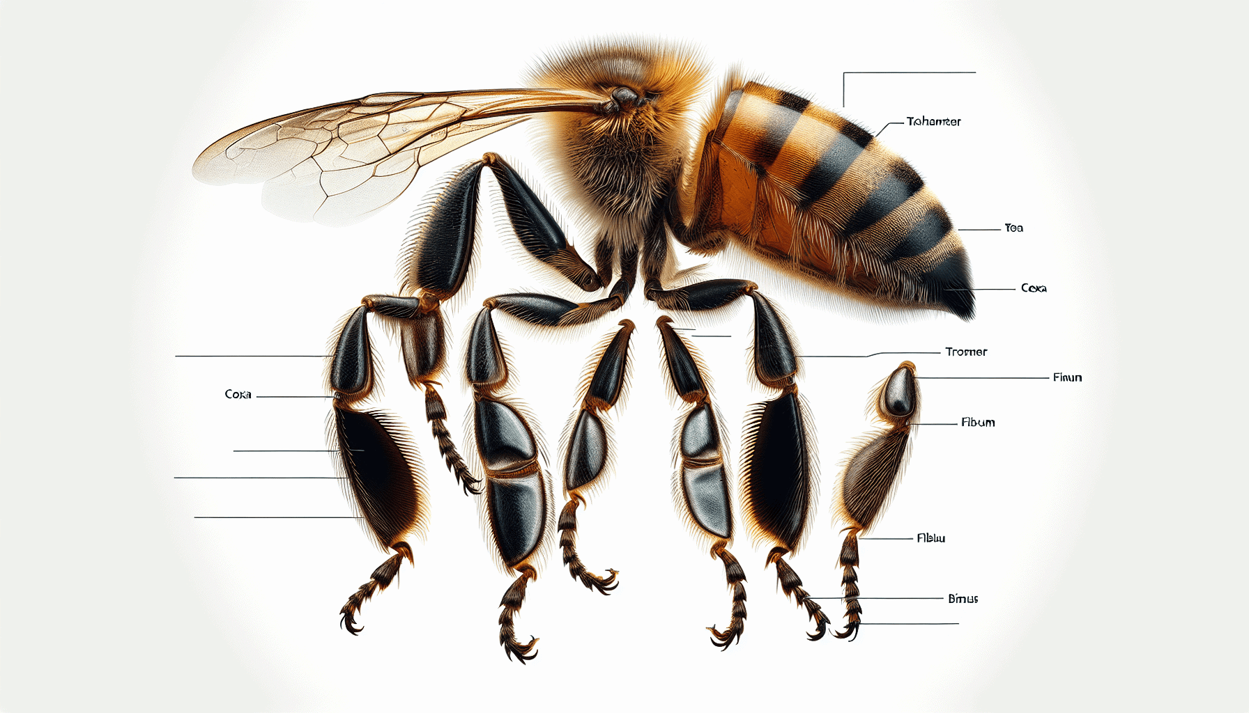 a detailed exploration of honey bee legs and their multifaceted functions